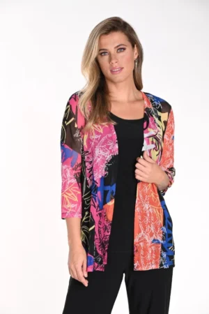 Frank Lyman 241460 Black/Multi Mesh Cover-Up