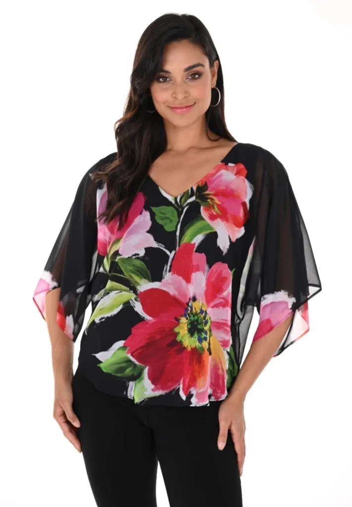Frank Lyman 246186 Black/Multi Floral Top
