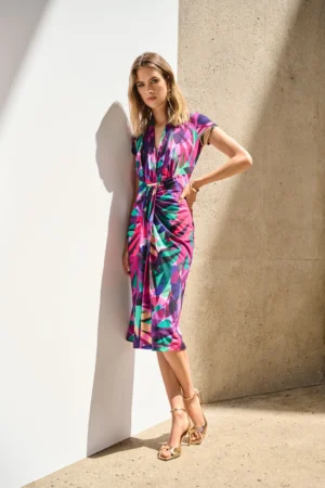 Joseph Ribkoff 251042 Tropical Print Wrap Dress