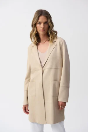 Joseph Ribkoff 251941 Parchment Faux Suede Straight Jacket