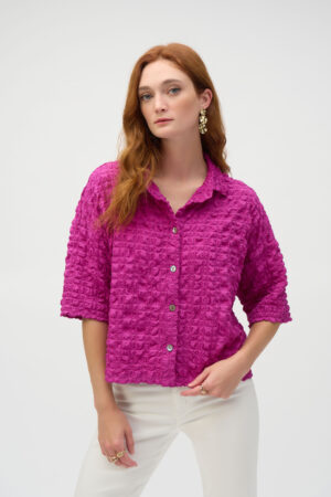 Joseph Ribkoff 252000 Purple Orchid Bubble Jacquard Blouse