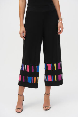 Joseph Ribkoff 252051 Black/Multi Stripe Print Culotte Trousers