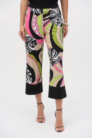 Joseph Ribkoff 252107 Black/Multi Retro Print Silky Knit Trousers