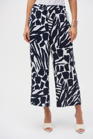 Joseph Ribkoff 252145 Vanilla/Midnight Abstract Print Trousers