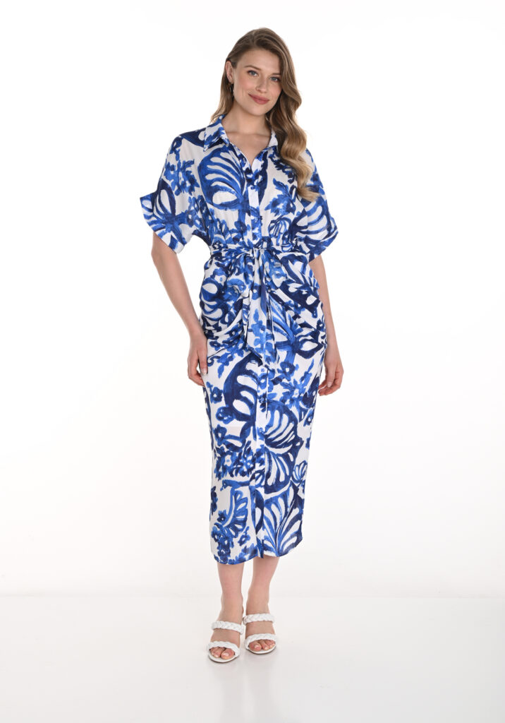 Frank Lyman 256429 Blue/White Shirt Dress