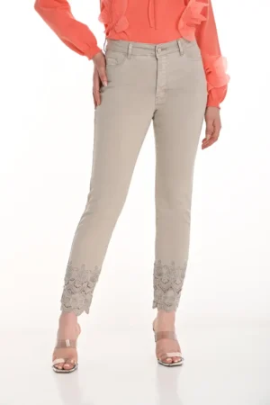 Frank Lyman 256743U Beige Diamante/Lace Detail Jeans