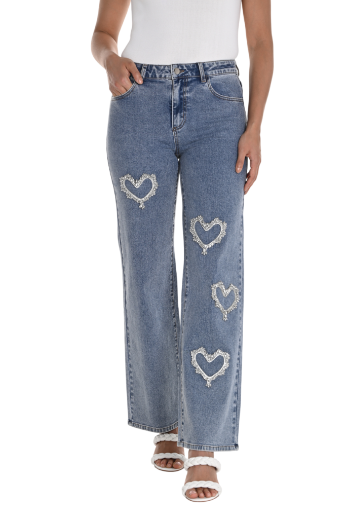 Frank Lyman 256769U Blue High Waisted Embellished Jeans