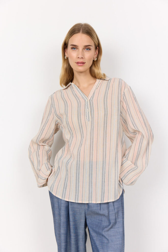 Soyaconcept SC-PATTI 2 Coral/Multi V-Neck Blouse