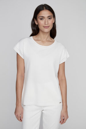 Coco Y Club 4025 Off-White Short Sleeve Knit Top