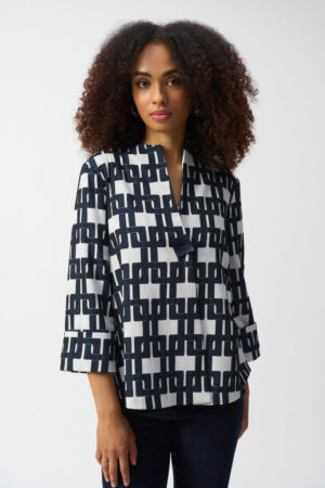 Joseph Ribkoff 251000 Geometric Jacquard Trapeze Jacket