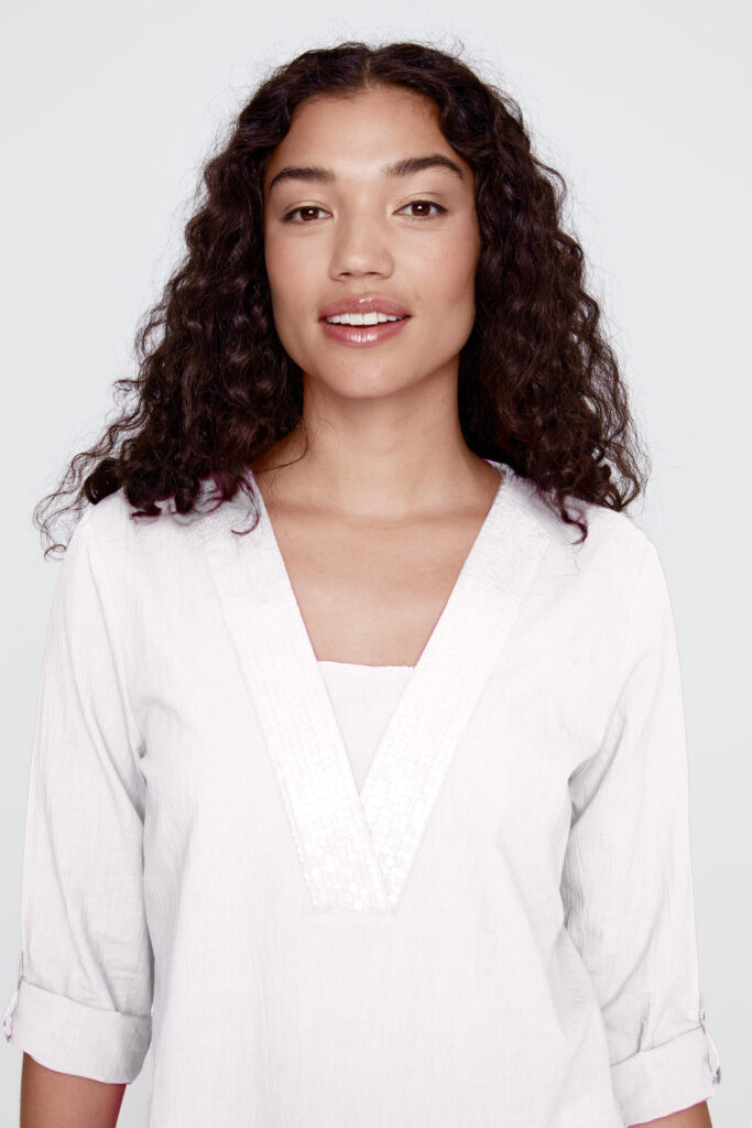 Coco Y Club 5012 Off-White Sequin Detail Cotton Top