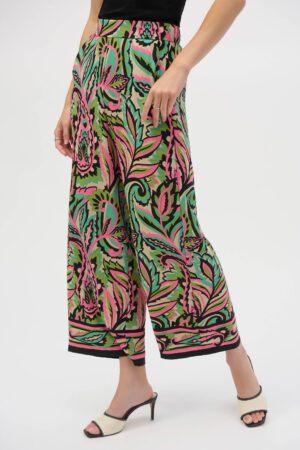 Joseph Ribkoff 252142 Woven Paisley Print Wide-Leg Trousers