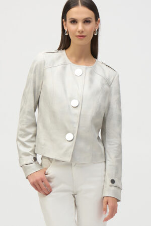 Joseph Ribkoff 252918 Moonstone Foiled Faux Suede Jacket