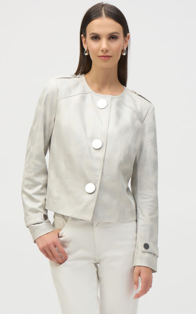 Joseph Ribkoff 252918 Moonstone Foiled Faux Suede Jacket