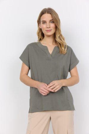 Soyaconcept SC-DERBY 27 Dusty Green V-Neck Top
