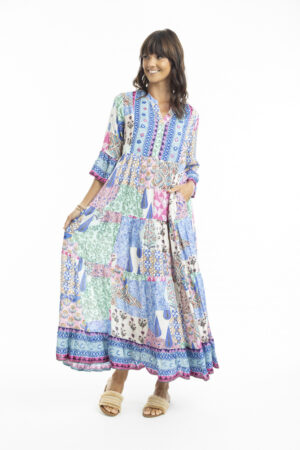 Escape By OQ 30071 Emma Multi Floral Print Maxi Dress