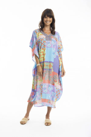 Escape By OQ 9243 Ella Multi Floral Print Kaftan