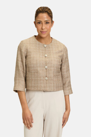 Betty Barclay Beige Round Neck Straight Fit Jacket