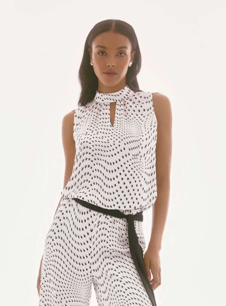 Joseph Ribkoff 251749 Satin Dot Print Sleeveless Top