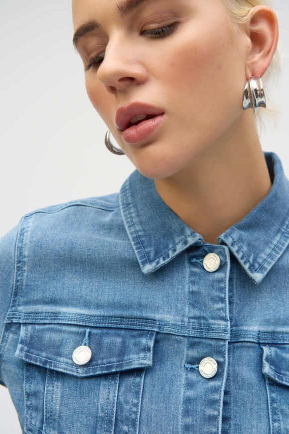 Joseph Ribkoff 252911 Stretch Denim Jacket With Embroidery