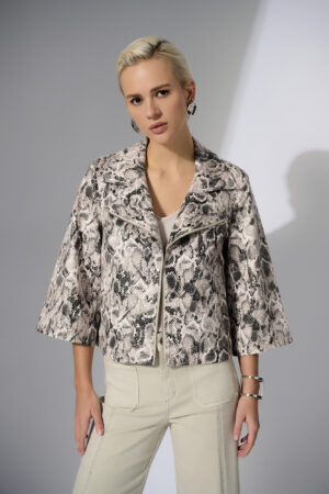Joseph Ribkoff 252939 Beige/Multi Python Print Swing Jacket
