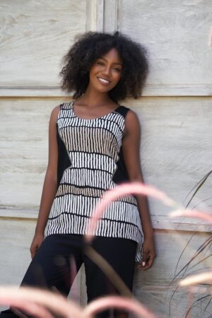 Tara Vao 3083 Lana Black/Multi Sleeveless Tunic