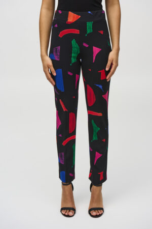 Joseph Ribkoff 244245 Black/Multi Abstract Print Trousers