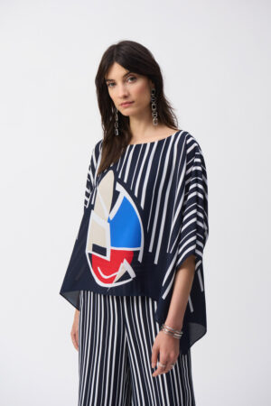 Joseph Ribkoff 251180 Georgette Abstract Print Poncho Top