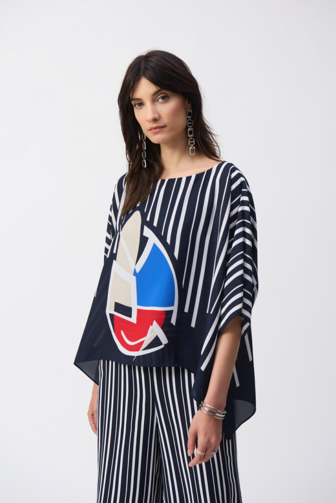 Joseph Ribkoff 251180 Georgette Abstract Print Poncho Top