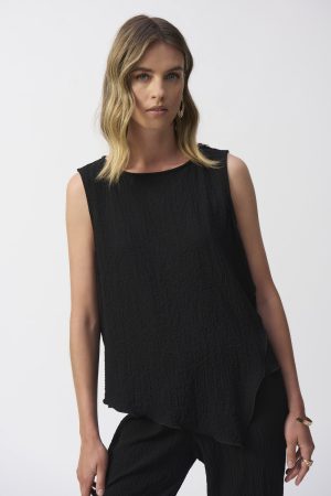 Joseph Ribkoff 251228 Black Asymmetrical Sleeveless Top