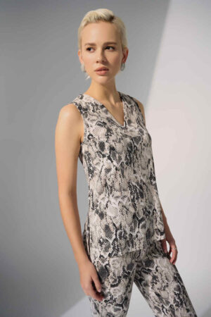 Joseph Ribkoff 252243 Beige/Multi Python Print Sleeveless Top