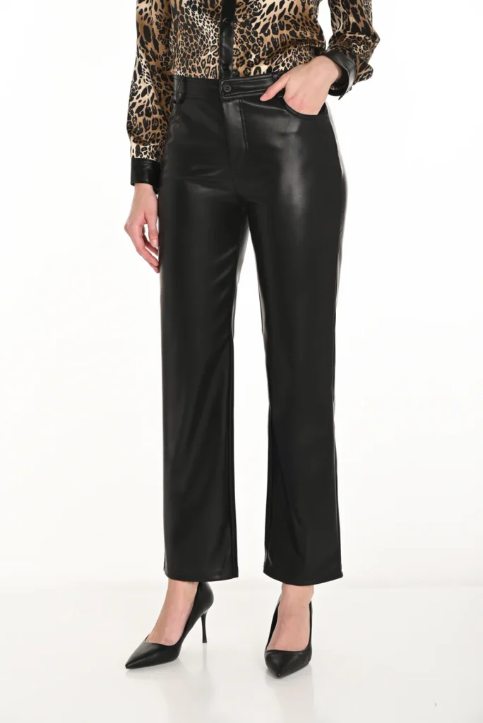 Frank Lyman 253837 Straight Leg Faux Leather Trousers