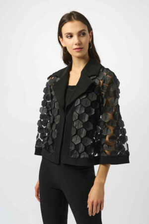 Joseph Ribkoff 253089 Black Embroidered Trapeze Jacket
