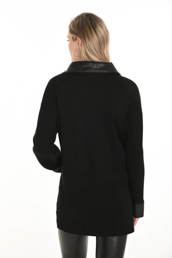 Frank Lyman 253761 Black Diamante Zipper Knit Jacket