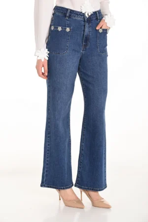 Frank Lyman 253866 Denim Blue Wide Leg Jeans