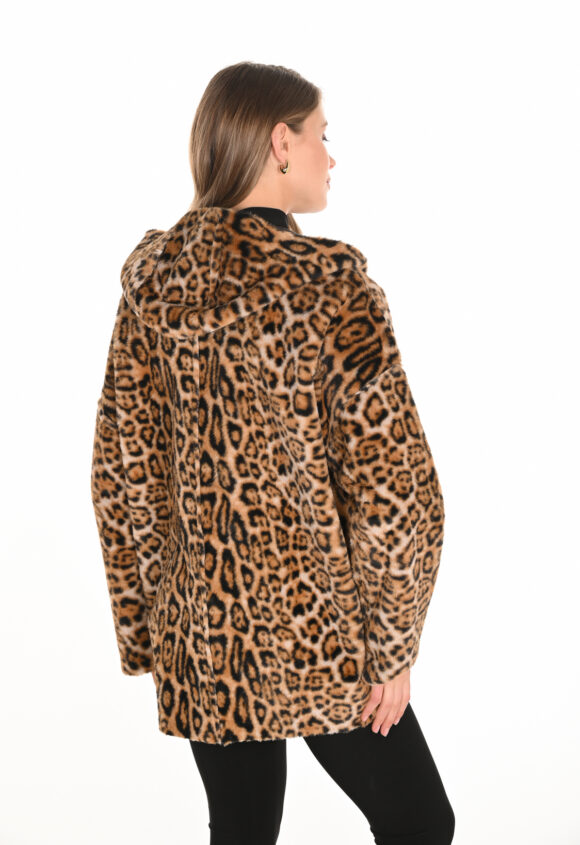 Frank Lyman 253873 Black/Leopard Reversible Coat
