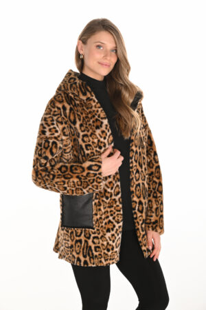 Frank Lyman 253873 Black/Leopard Reversible Coat