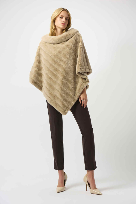 Joseph Ribkoff 253932 Faux Fur Textured Stripe Poncho