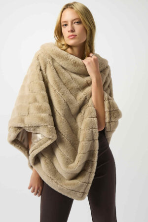 Joseph Ribkoff 253932 Faux Fur Textured Stripe Poncho