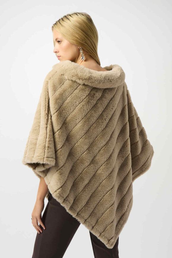 Joseph Ribkoff 253932 Faux Fur Textured Stripe Poncho