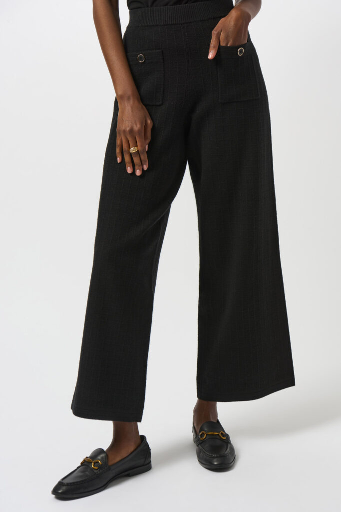 Joseph Ribkoff 253984 Black Knit Straight Leg Trousers