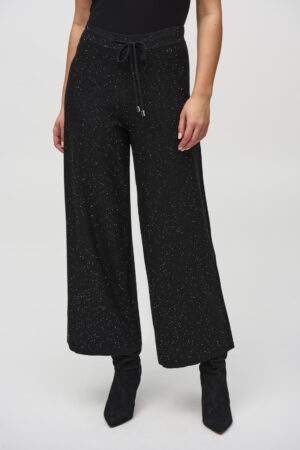 Joseph Ribkoff 244922 Black Sequin Knit Culotte Trousers