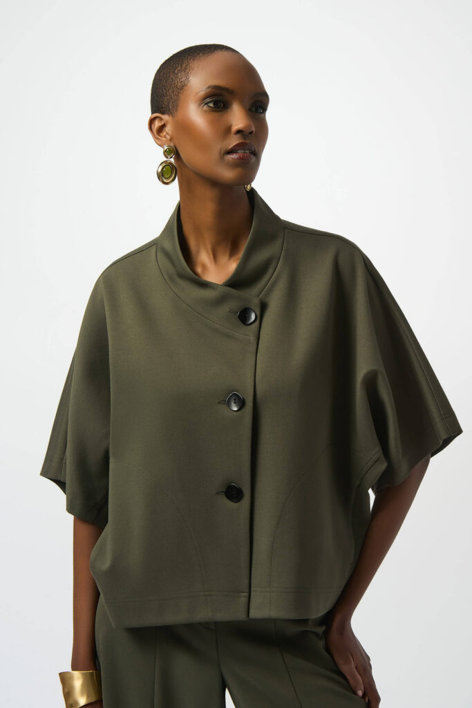 Joseph Ribkoff 253015 Avocado Heavy Knit Boxy Jacket