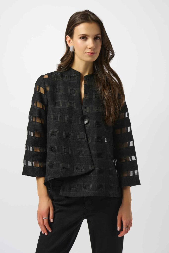Joseph Ribkoff 253199 Novelty Checkered Print Swing Jacket