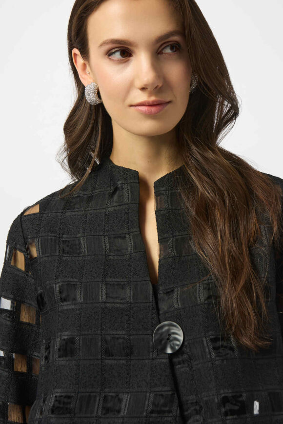 Joseph Ribkoff 253199 Novelty Checkered Print Swing Jacket