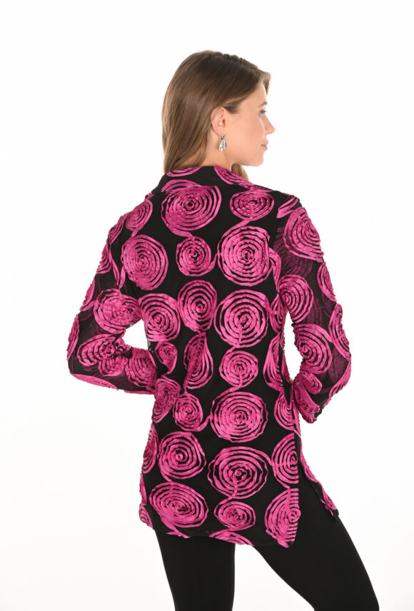 Frank Lyman 253230 Black/Begonia Embroidered Cover-Up