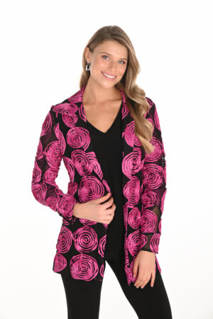 Frank Lyman 253230 Black/Begonia Embroidered Cover-Up