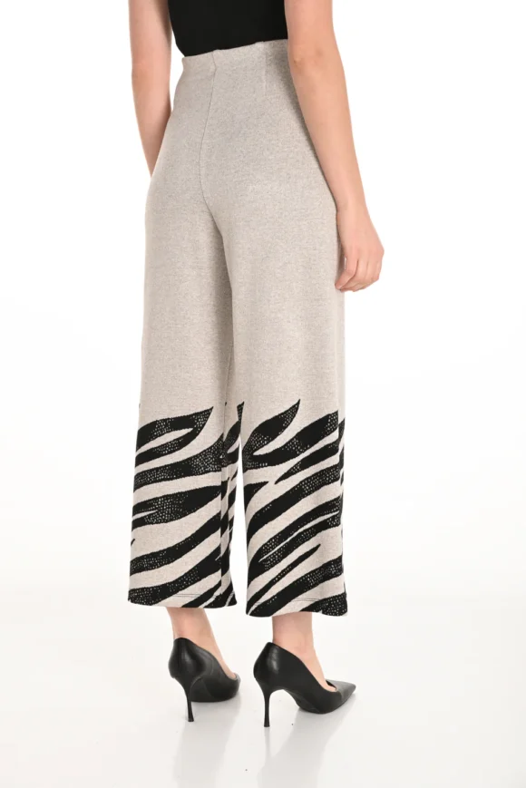 Frank Lyman 253339 Black/Beige Print Knit Trousers