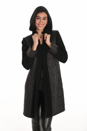 Frank Lyman 253759 Black Open Front Hooded Coat