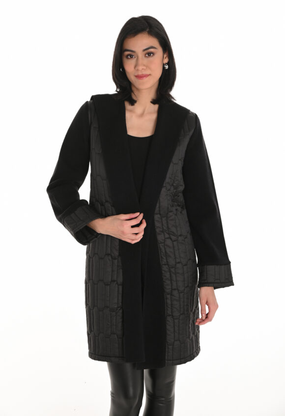 Frank Lyman 253759 Black Open Front Hooded Coat